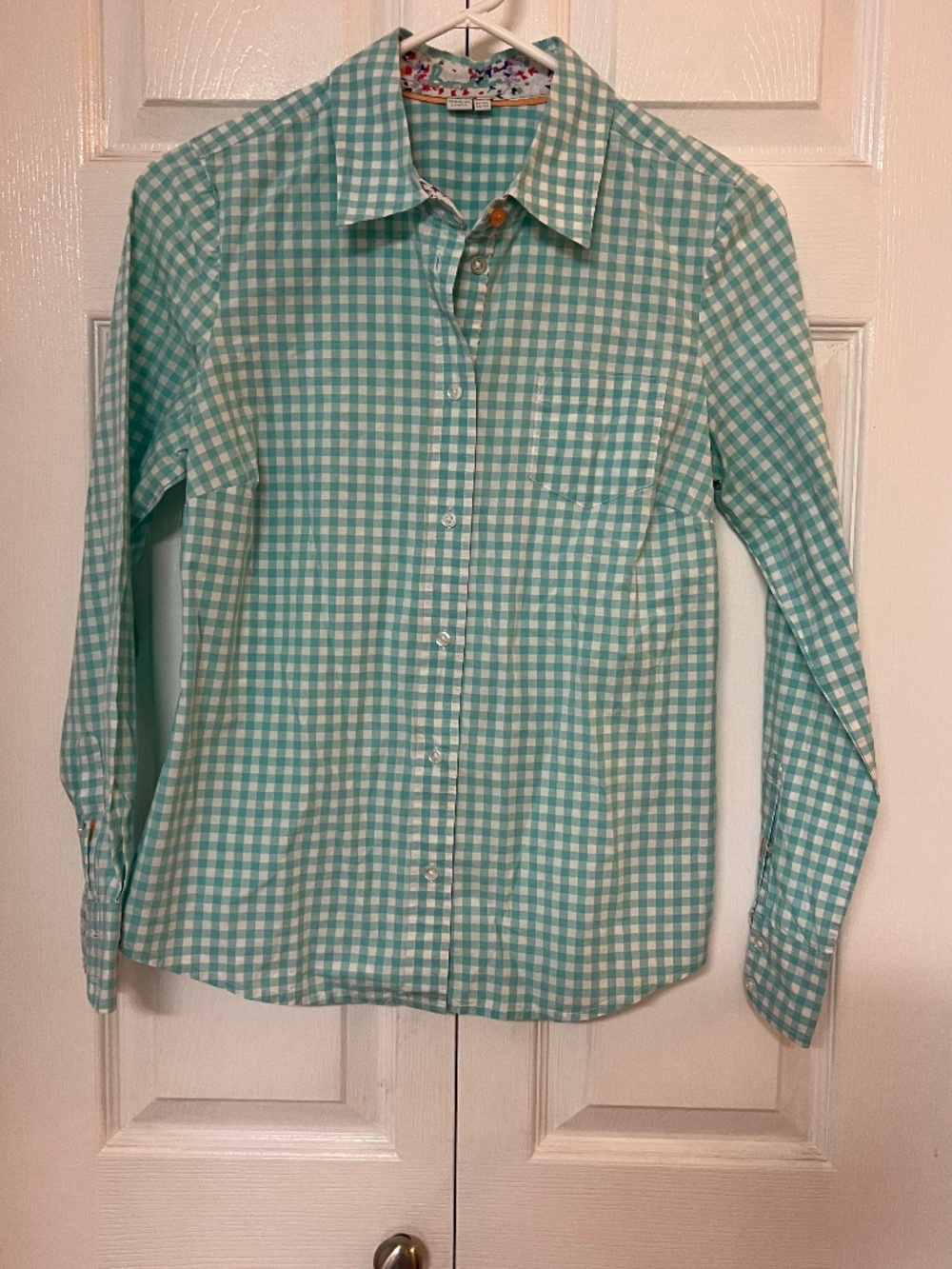 Boden Women’s Light Blue Gingham Plaid Button Down Shirt